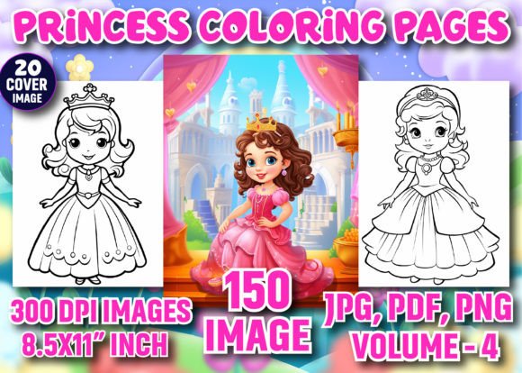 150 Cute Princess Coloring Pages: A Complete Resource for Creative Projects and KDP Publishing