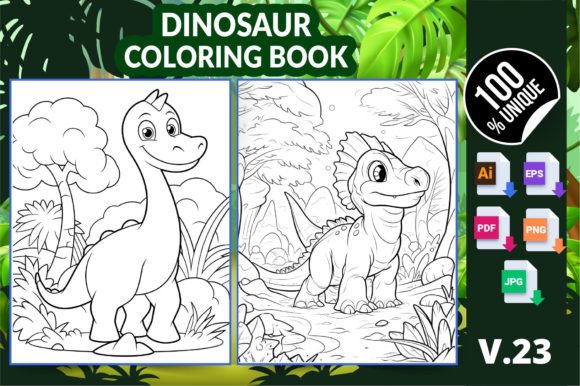 Cute Dinosaur Coloring Pages for All Ages – KDP Interior V23