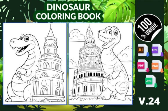Dinosaur Coloring Book KDP Interior V24 for Creative Publishing