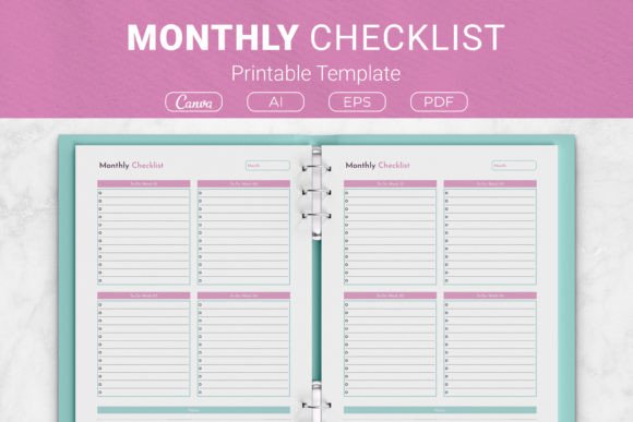 Monthly Checklist Printable Template for Smarter Goal Tracking