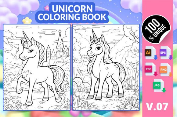 Unicorn Coloring Book KDP Interior V07: A Creative Resource for Print-on-Demand Success