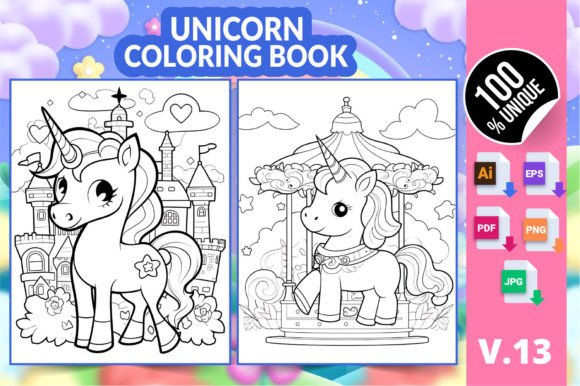 Unicorn Coloring Book KDP Interior V13: A Complete Creative Resource for Print and Digital Publishing