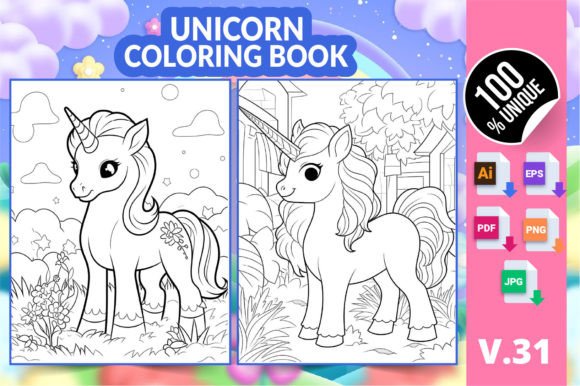 Unicorn Coloring Book KDP Interior V31: Your Complete Guide to Creating and Selling Beautiful Unicorn Coloring Pages