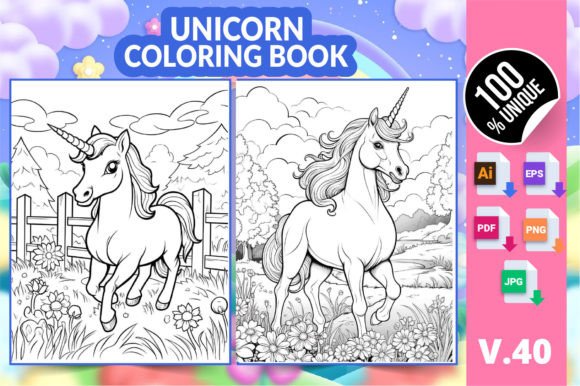Unicorn Coloring Book KDP Interior V40: A Versatile Creative Asset